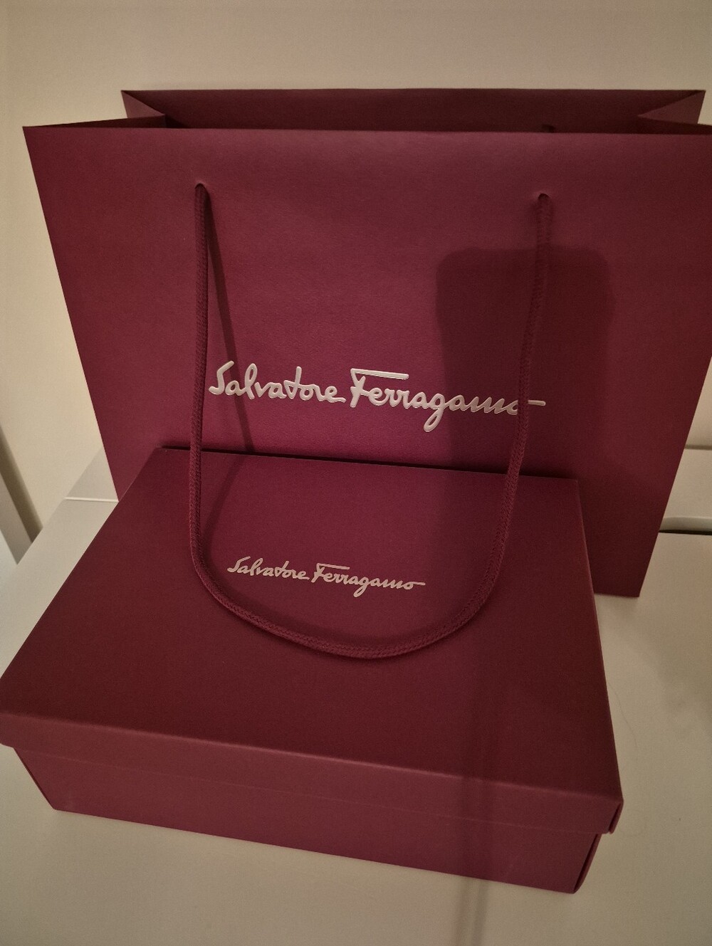 Salvatore Ferragamo Gift Bag And Box In Deep Burgundy
